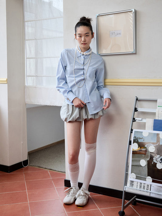Shell Buckle Asymmetric Shirt