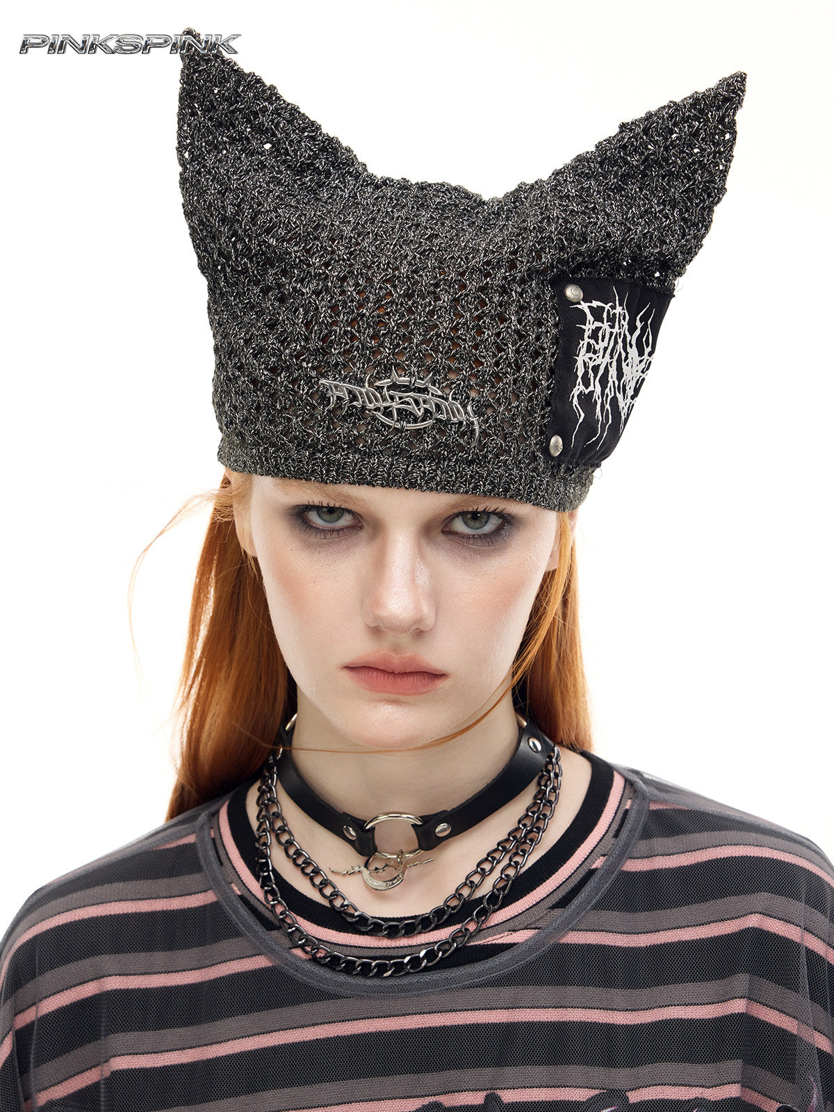 Cat-Ear Devil Knit Beanie – Unisex Y2K Punk Wool Hat