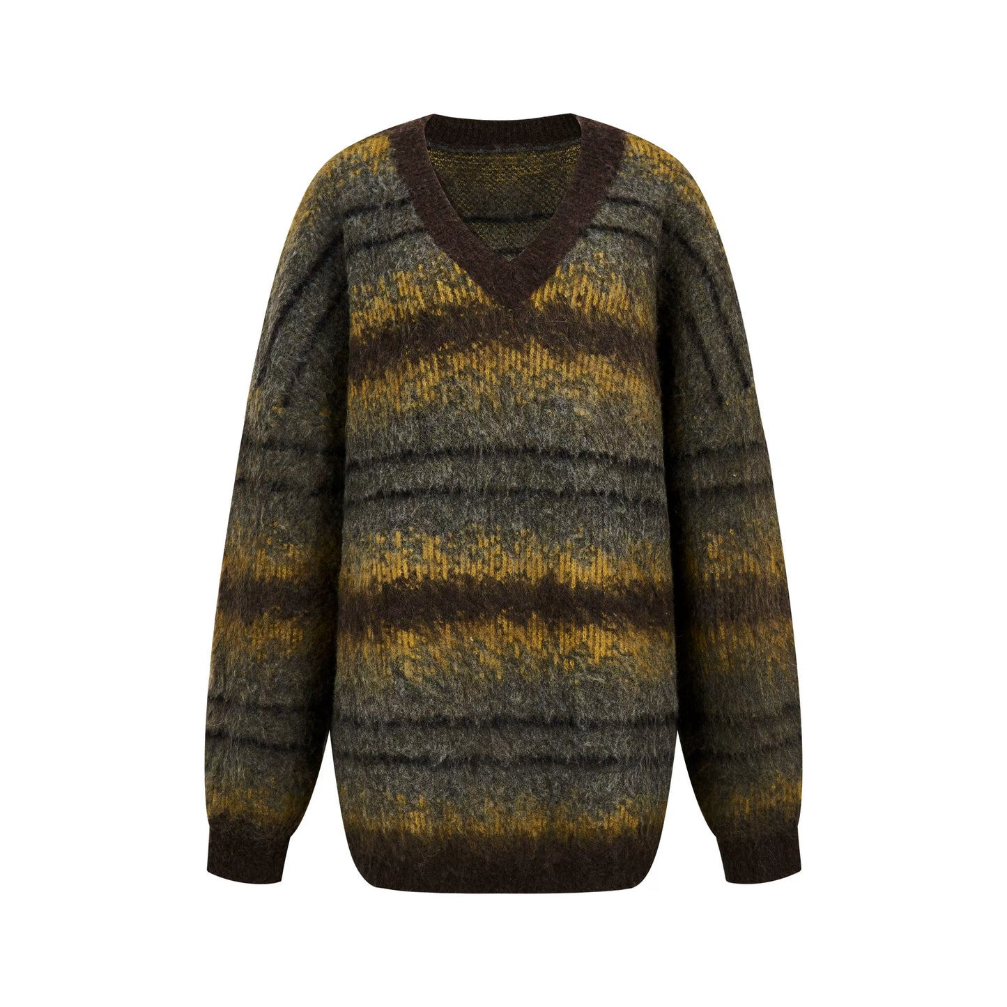 Gradiente di contrasto del collo rotondo maglione oversize pigro