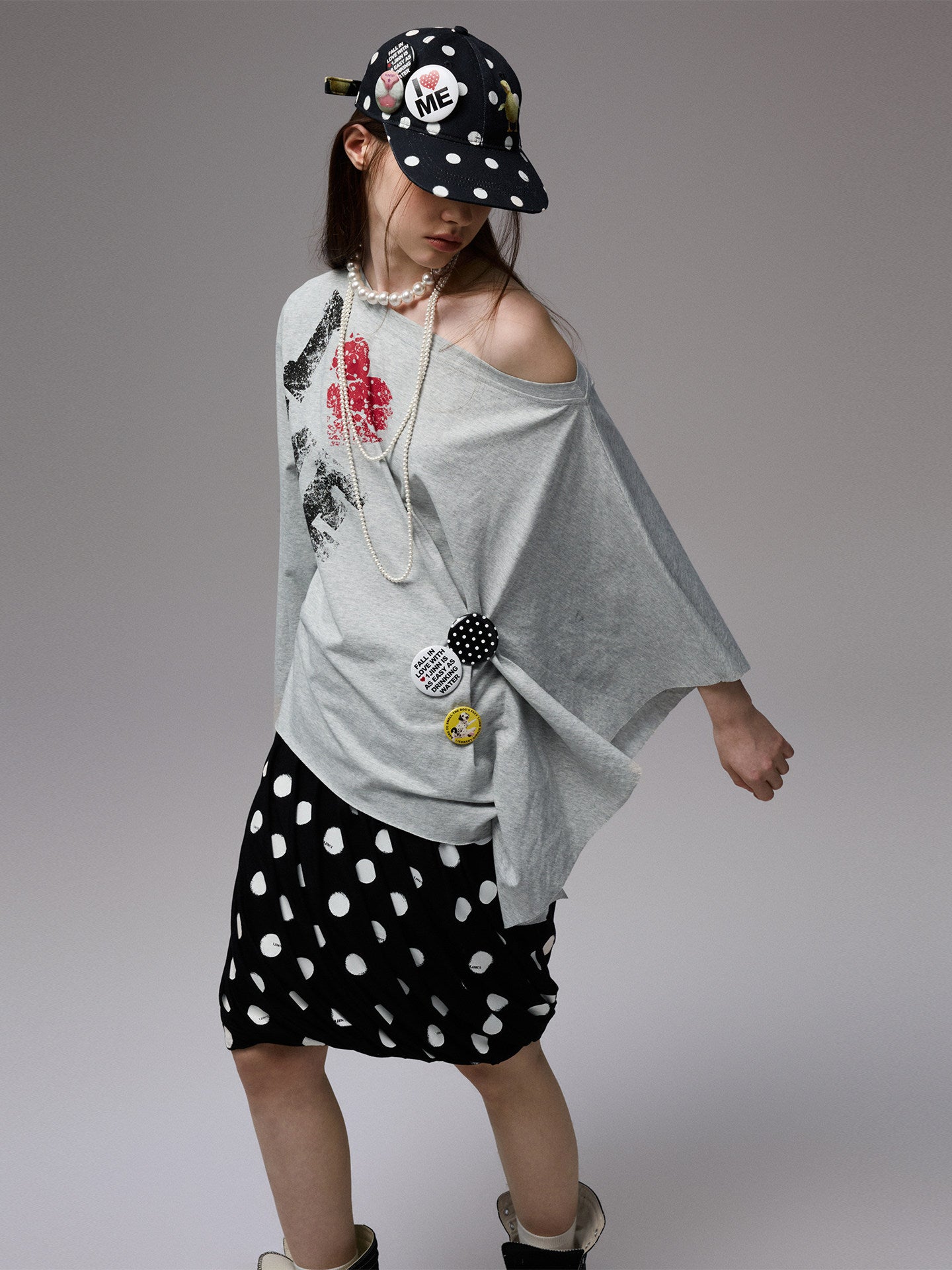 Off-Shoulder Graphic Sweatshirt