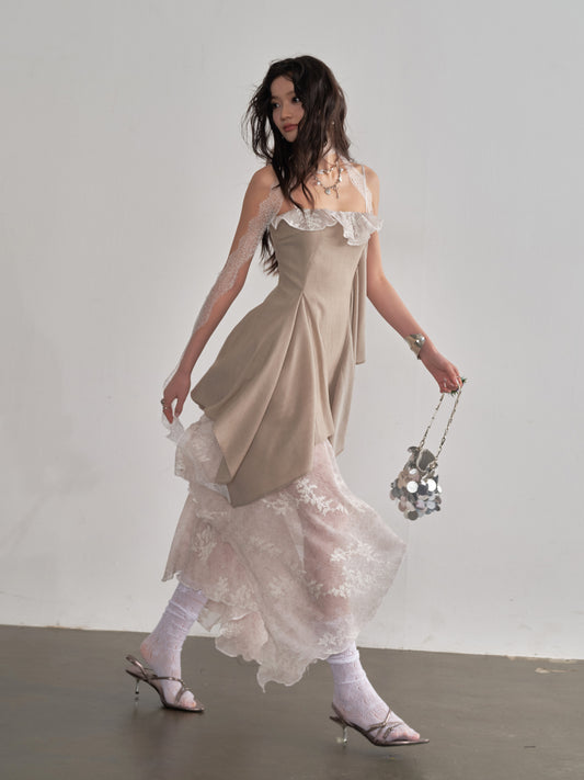 Embroidered Layered Slip Dress | Romantic Fairy Maxi Dress