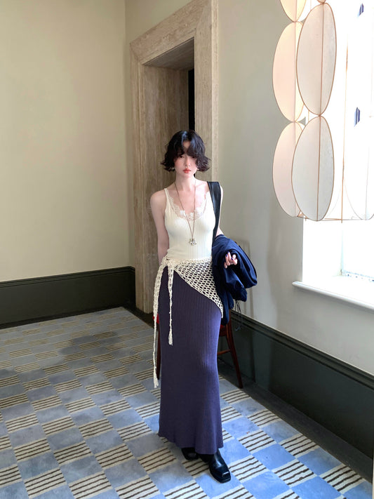 French Retro Lace Patchwork V-Neck Camisole – Autumn Sleeveless Base Layer