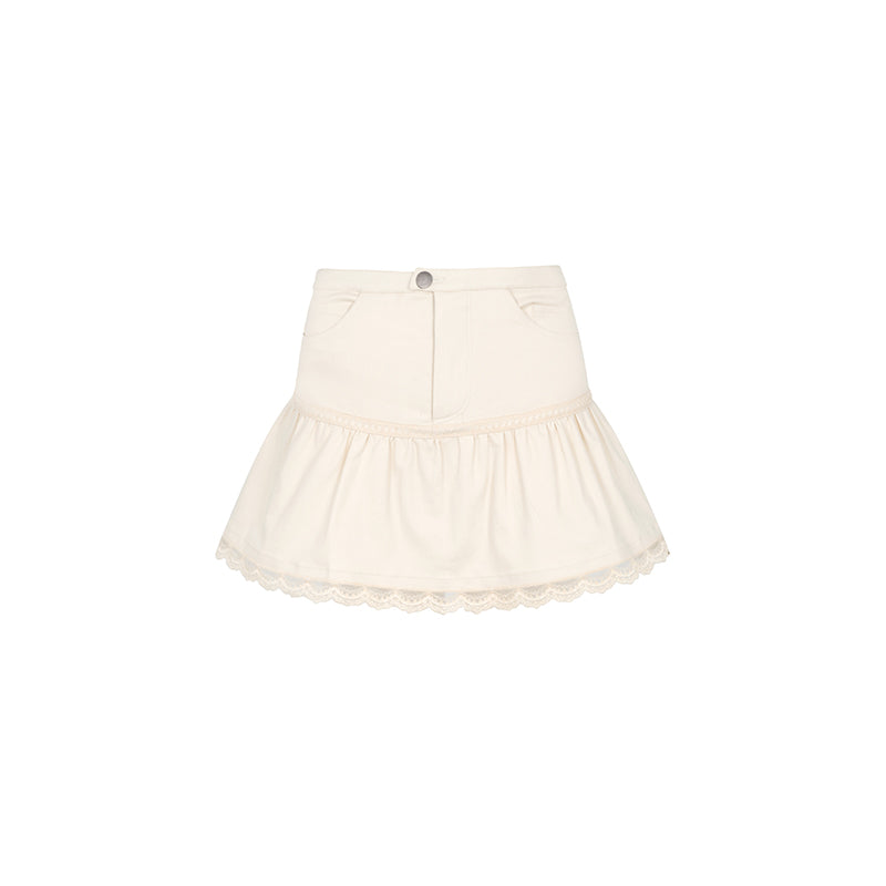 Lace Pleated A-line Skirt