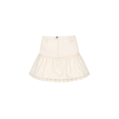 Lace Pleated A-line Skirt