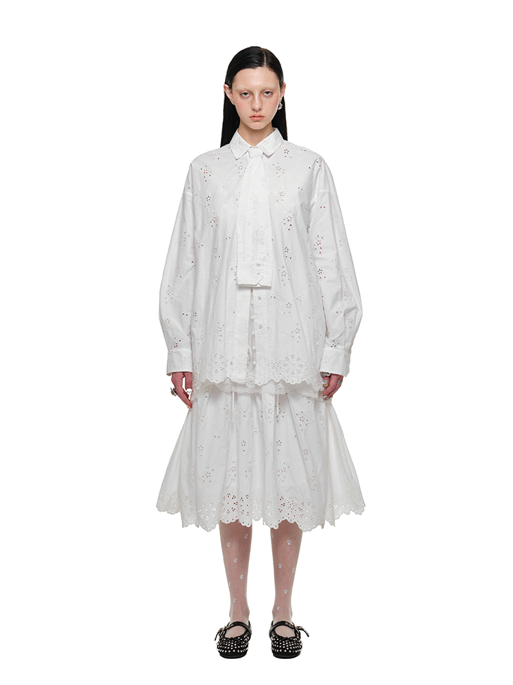 Double Waist Umbrella Skirt Set – Casual White Mini Skirt Outfit