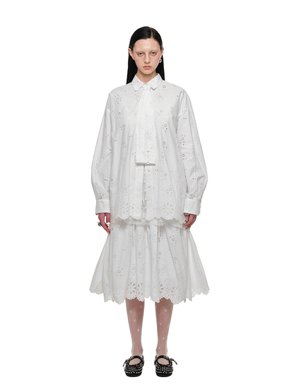 Double Waist Umbrella Skirt Set – Casual White Mini Skirt Outfit