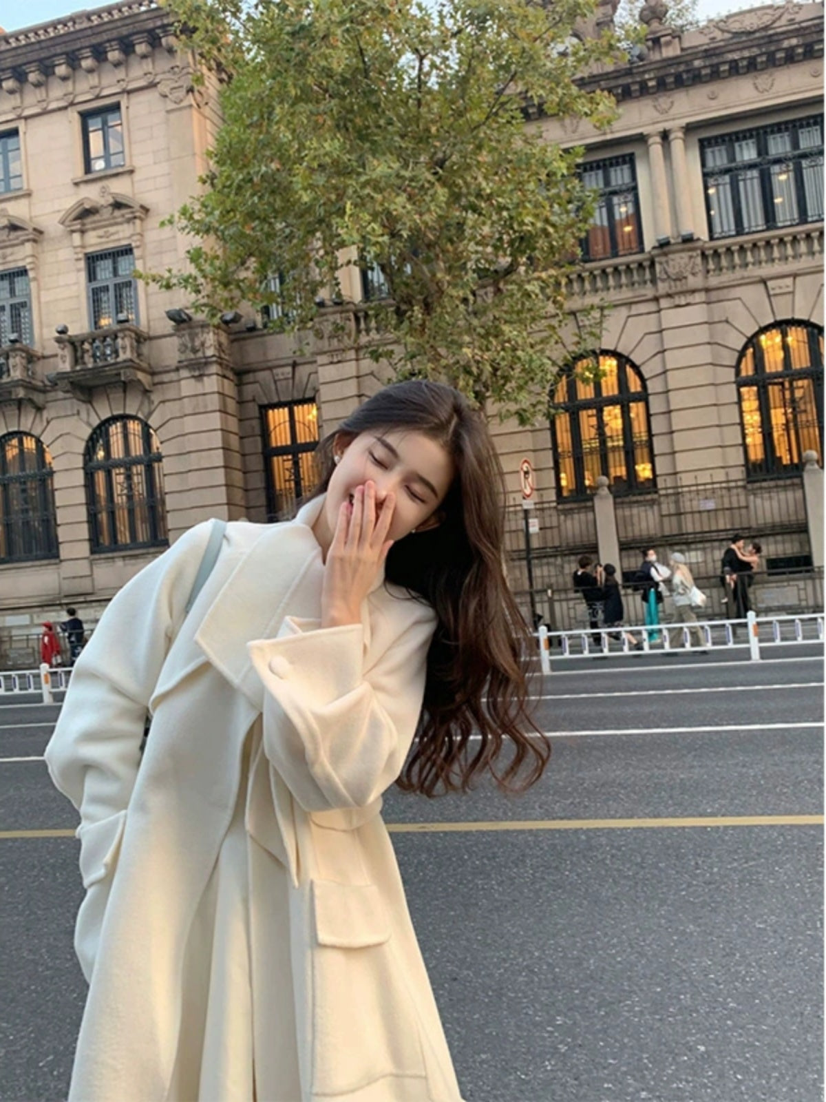 Cream White Reversible Cloak – Hepburn-Style Petite Wool Jacket