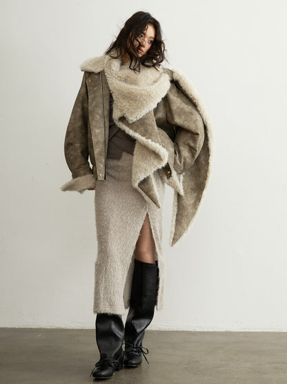 Convertible PU Leather Jacket | Urban Nomad Fur Collar Coat