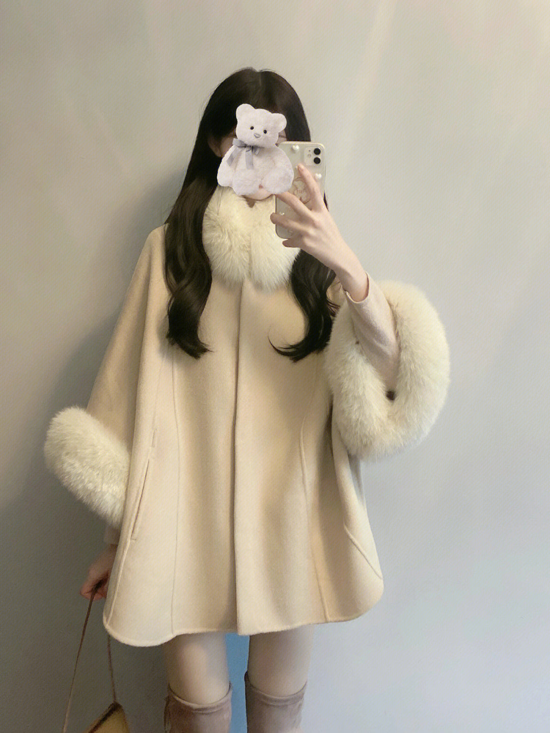 White Cape Woolen Coat