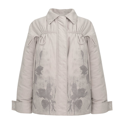 Floating Light Flower Shadow Drawstring Down Coat