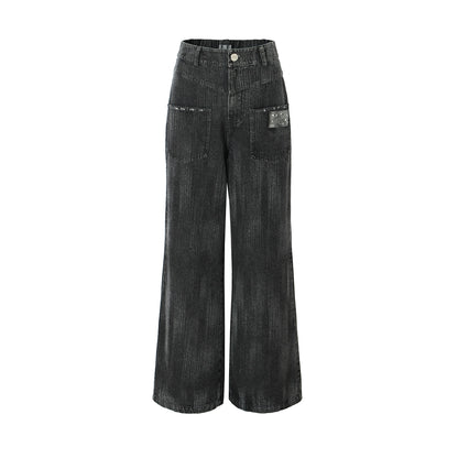 Black Washed High Waist Wide Leg Jeans