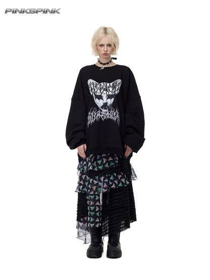 26AW Cat Star Black Metal Mesh Skirt – Y2K Sub-B Girl Group Style