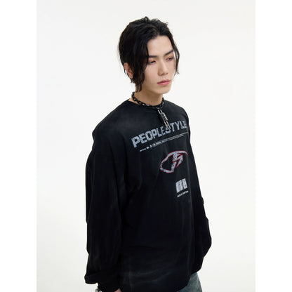 Punk Element - Distressed Printed Long Sleeve T-shirt