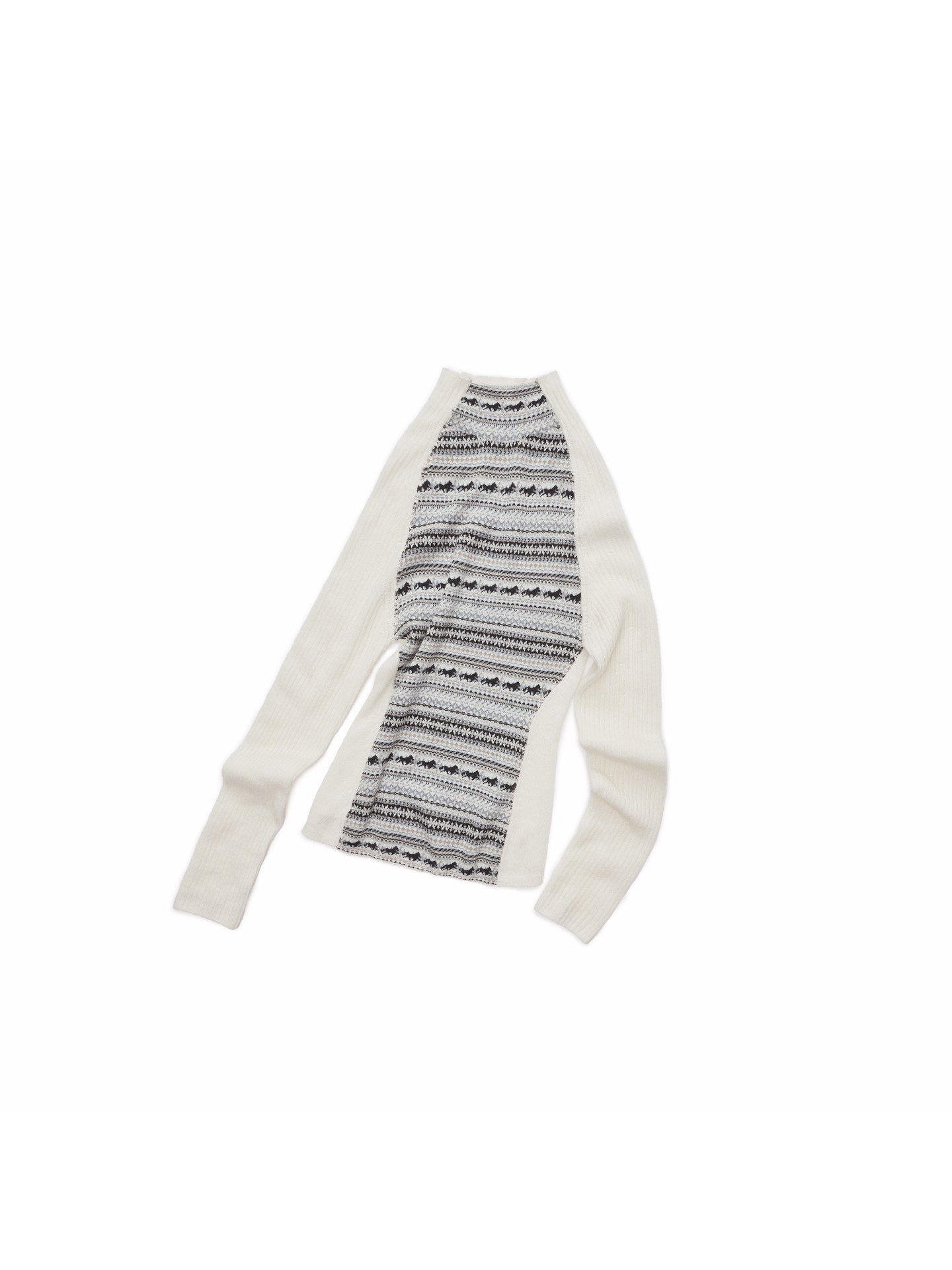 Color-Block Turtleneck Knit Top