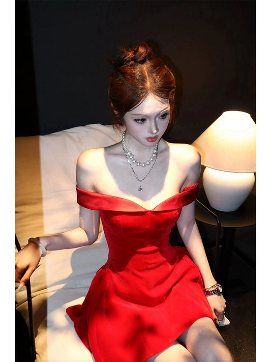 Red One-Shoulder Princess Tutu Gown – Coming-of-Age & New Year's Eve Elegance