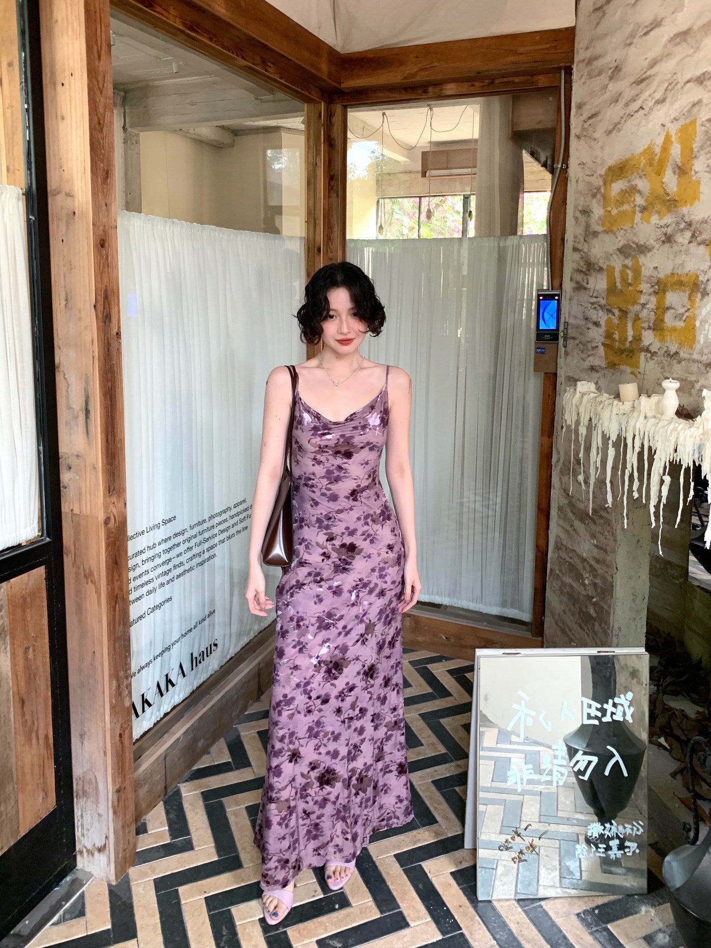 Violet Blossom Printed Slip Dress