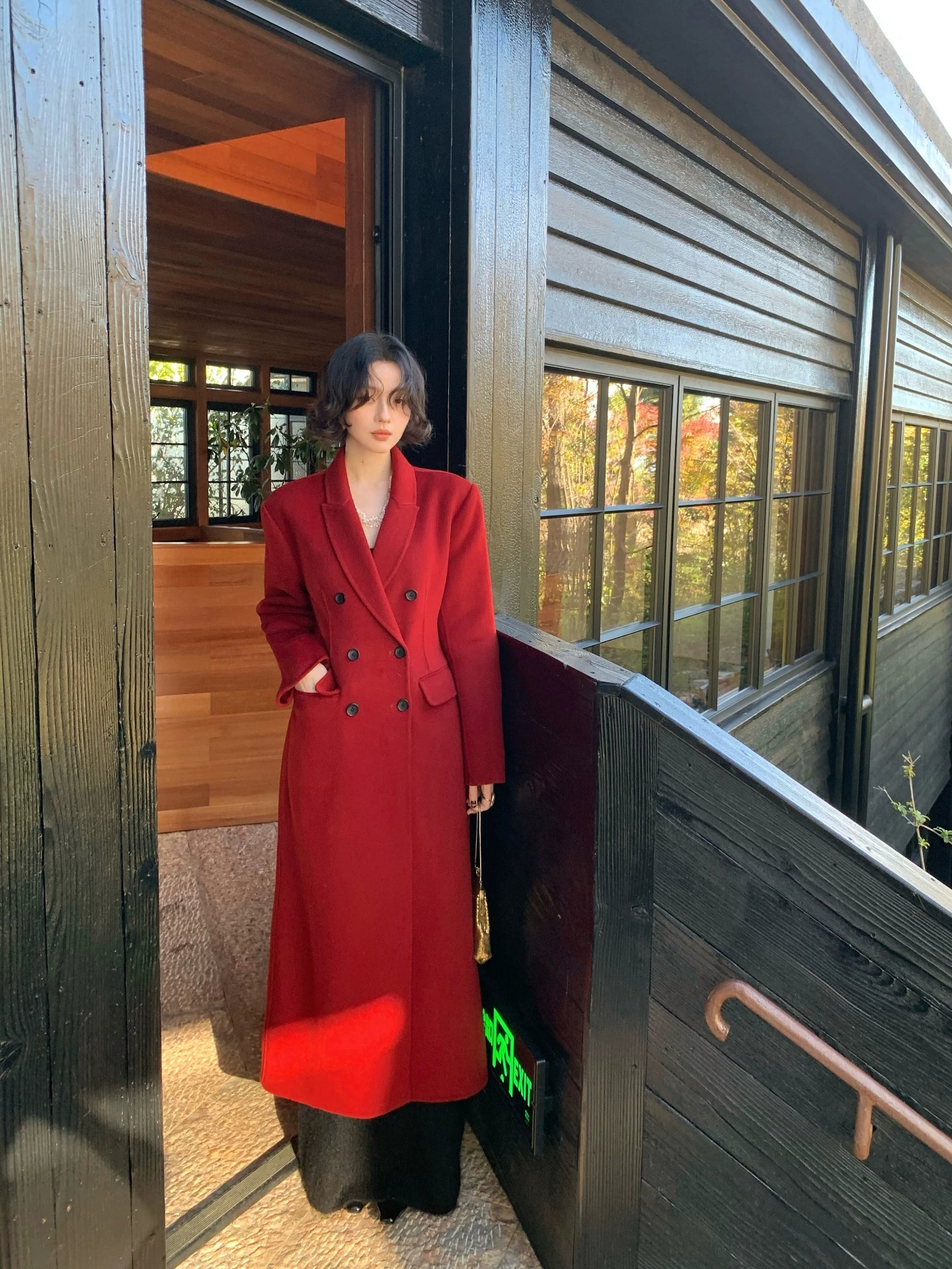 Dark Flame Profile Reversible 100% Wool Tweed Coat – Retro AW Edition