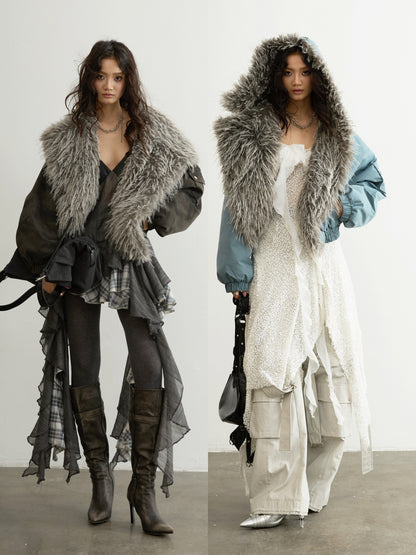 Fur Collar Cropped Pilot Jacket | High-Waist Urban Bomber