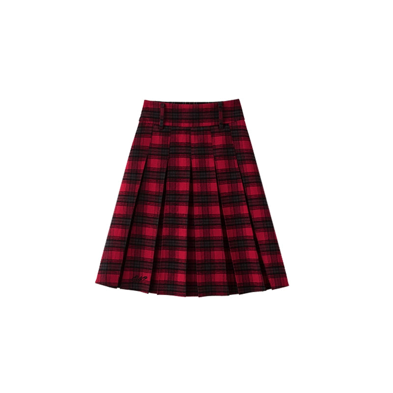 Pleated Long A-Line Skirt – Front & Back Design for Fall/Winter