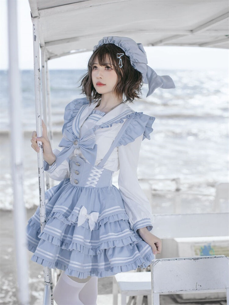 Lolita Sea Salt Cake Collar Top + Strap Skirt