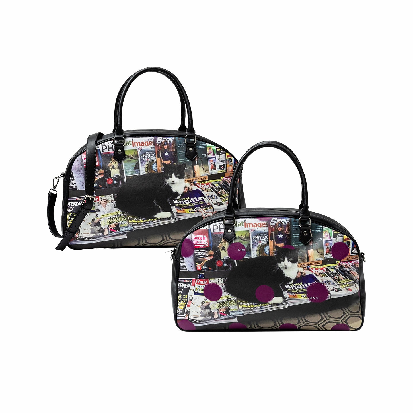 Cat & Dog Print Boston Bag