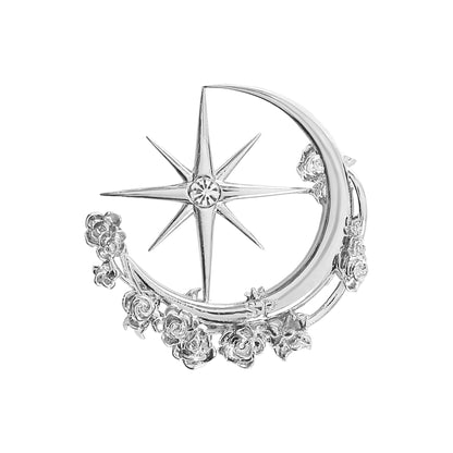 White Moonlight Silver Brooch