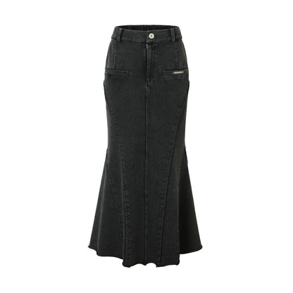 Slim Split Knitted Fleece French Fishtail Skirt