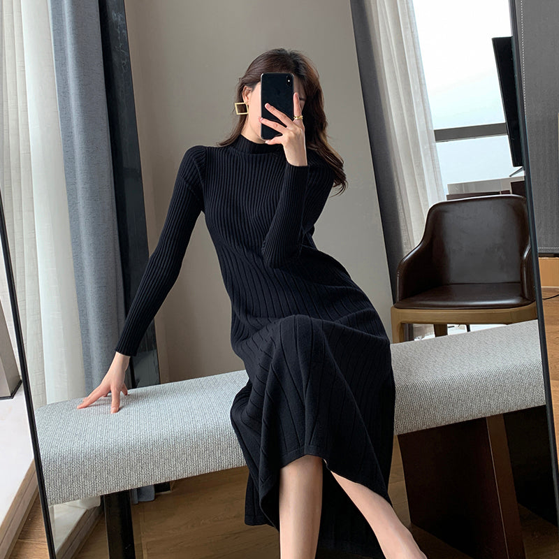 Black Knit Dress Slimming Skirt