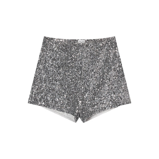 Miu Drawstring Sequin Shorts - Women's Slim Hot Pants for Summer