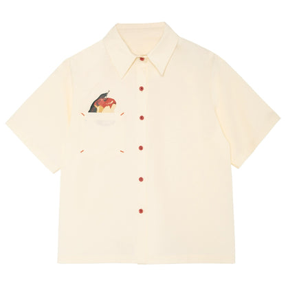 Ручная рубашка с рисунком яблока с рисунком