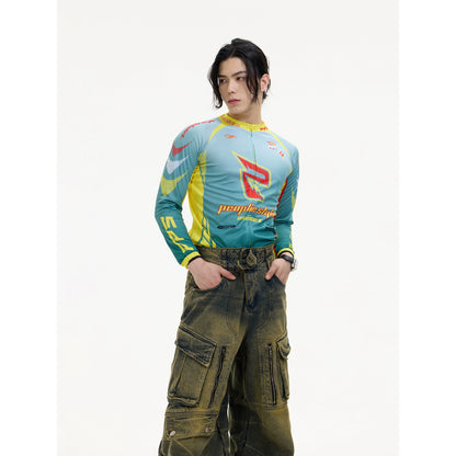 Cycling Suit - Contrasting Color Long Sleeve T-shirt