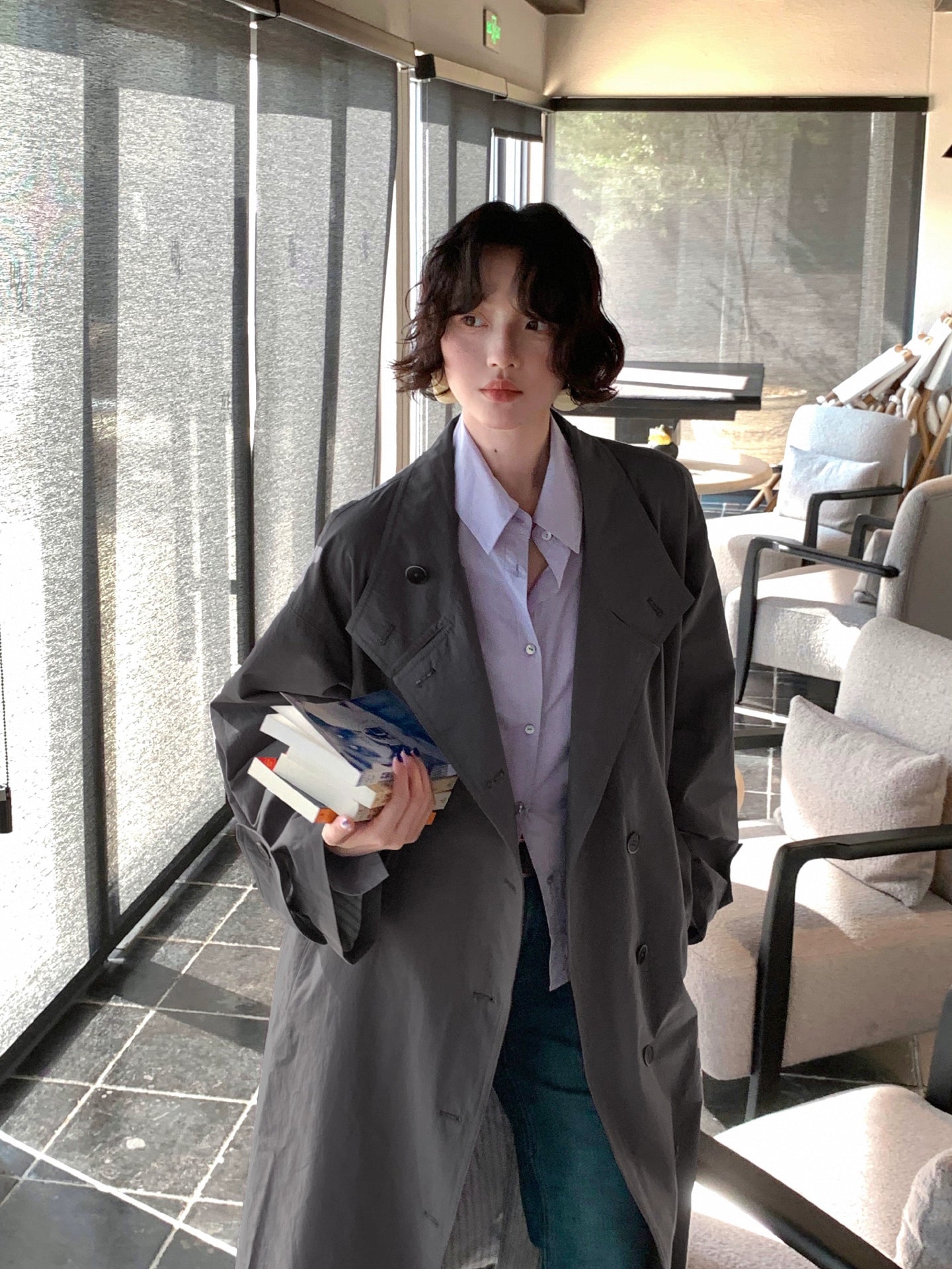 Gray Island Bookmarks 100% Cotton Trench Coat – Retro Autumn Edition