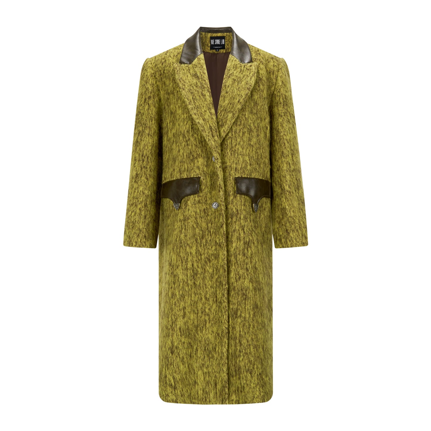 Green Warm Collar Mid Length Cashmere Fur Coat