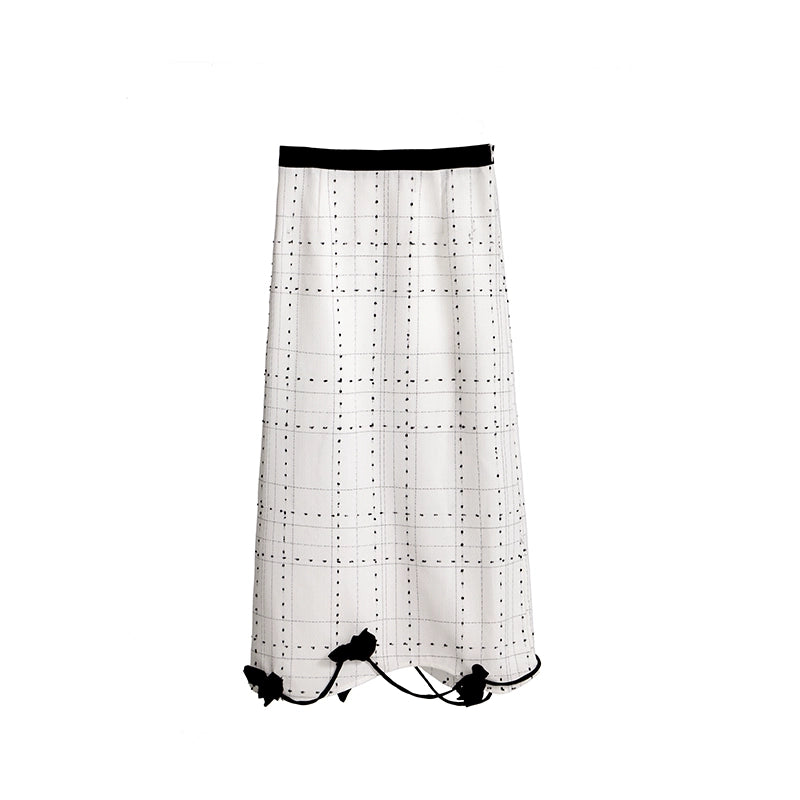Original Design Daily Exquisite Handmade Tulip Small Fragrance Miscellaneous Dot Top Half Skirt Set