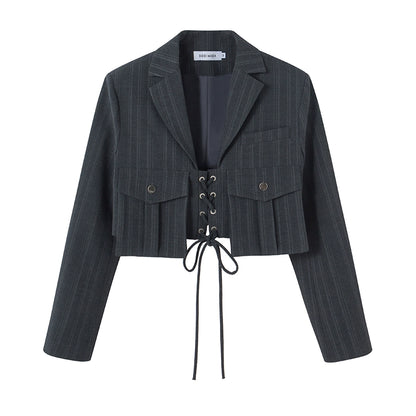 String Work -Asual Fashion Black Suit Coat