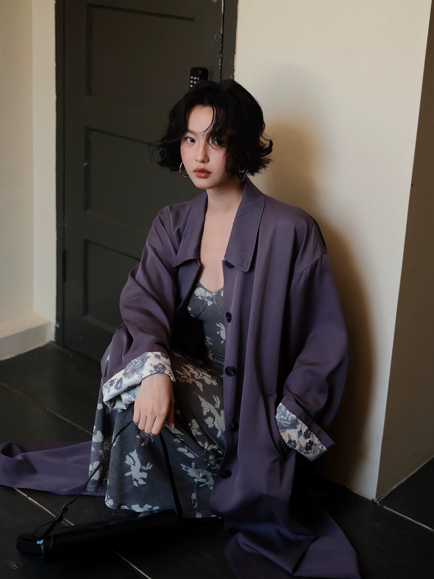 Autumn Moon Purple 100% Tencel Long Trench Coat – Wine Noon 2025