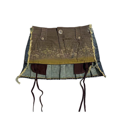 Denim Print Raw Edge Skirt – Tinted Washed Look