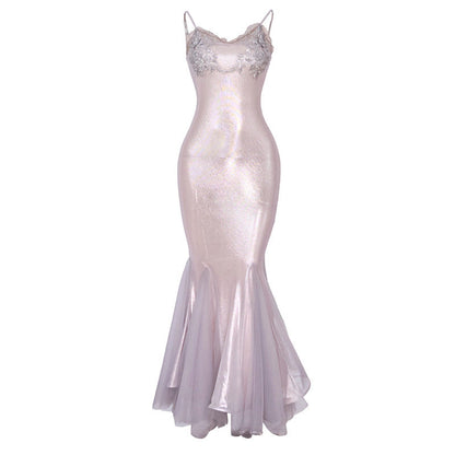 Embroidered Fairy Fishtail Gown | Moonlight Beaded Maxi Dress