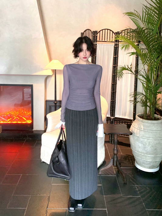 Exclusive Long Striped High-Waisted Bodycon Skirt – Hong Kong Retro