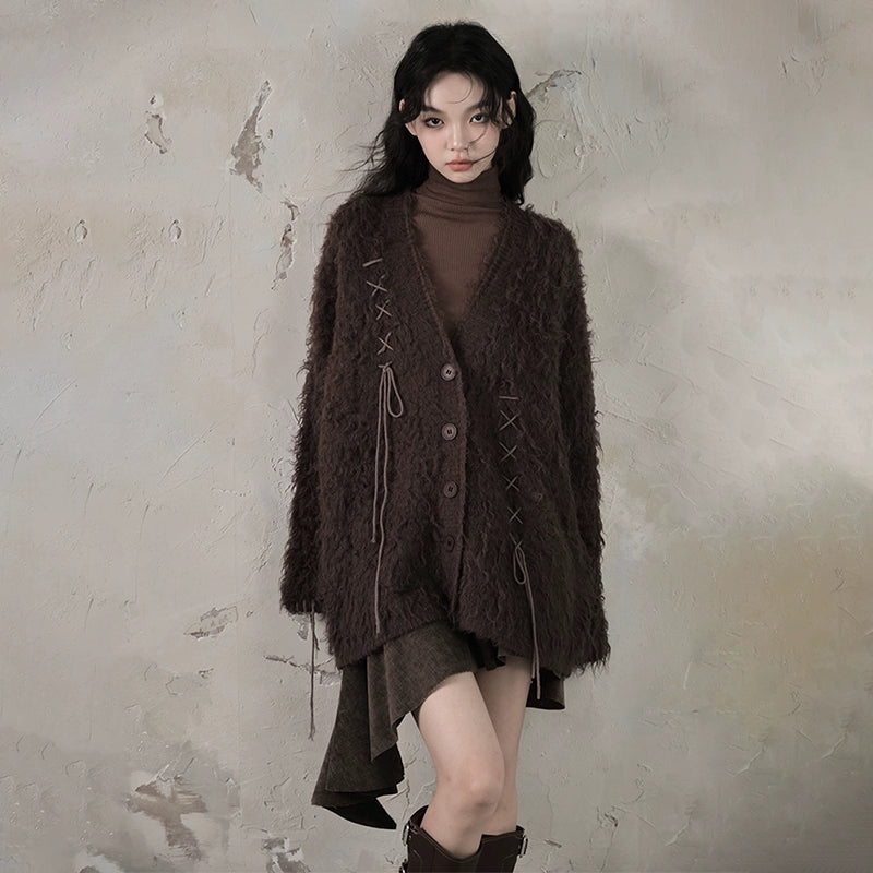 Floating Cloud Roll Knitted Cardigan Coat - Autumn