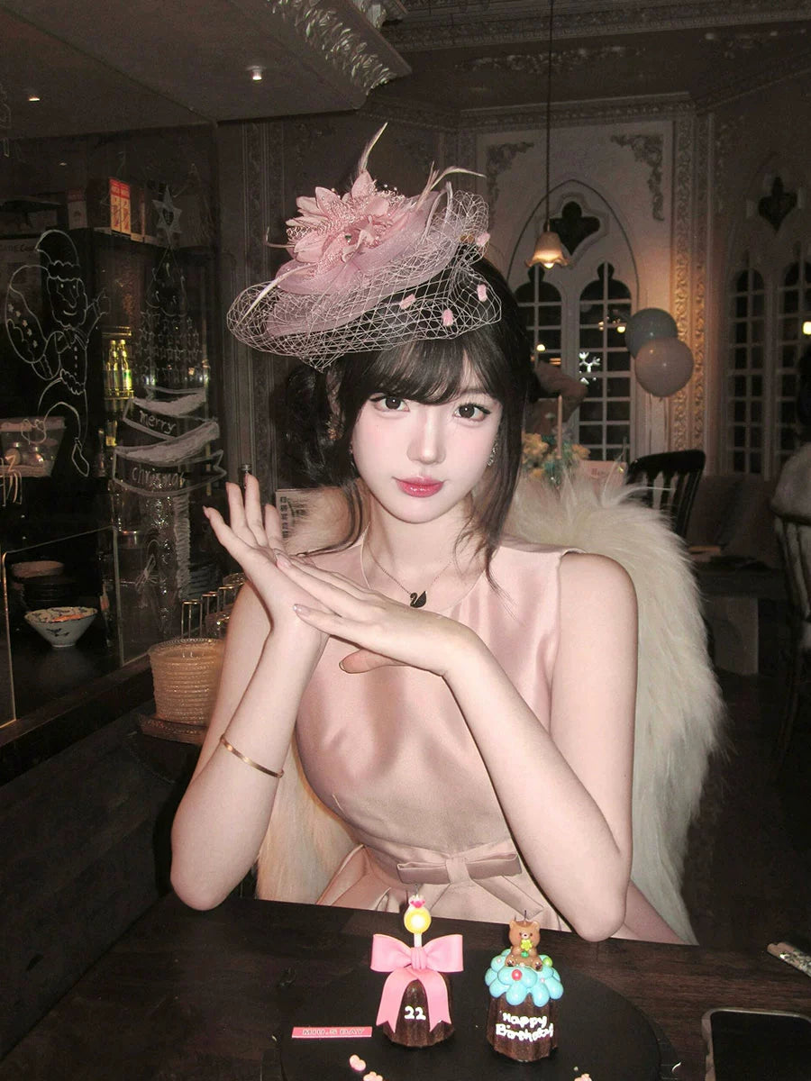 Pink Satin Birthday Dress – Elegant Cinched-Waist Coming-of-Age Gown