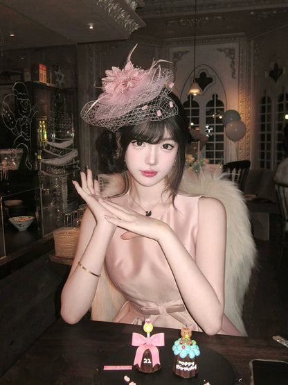 Pink Satin Birthday Dress – Elegant Cinched-Waist Coming-of-Age Gown