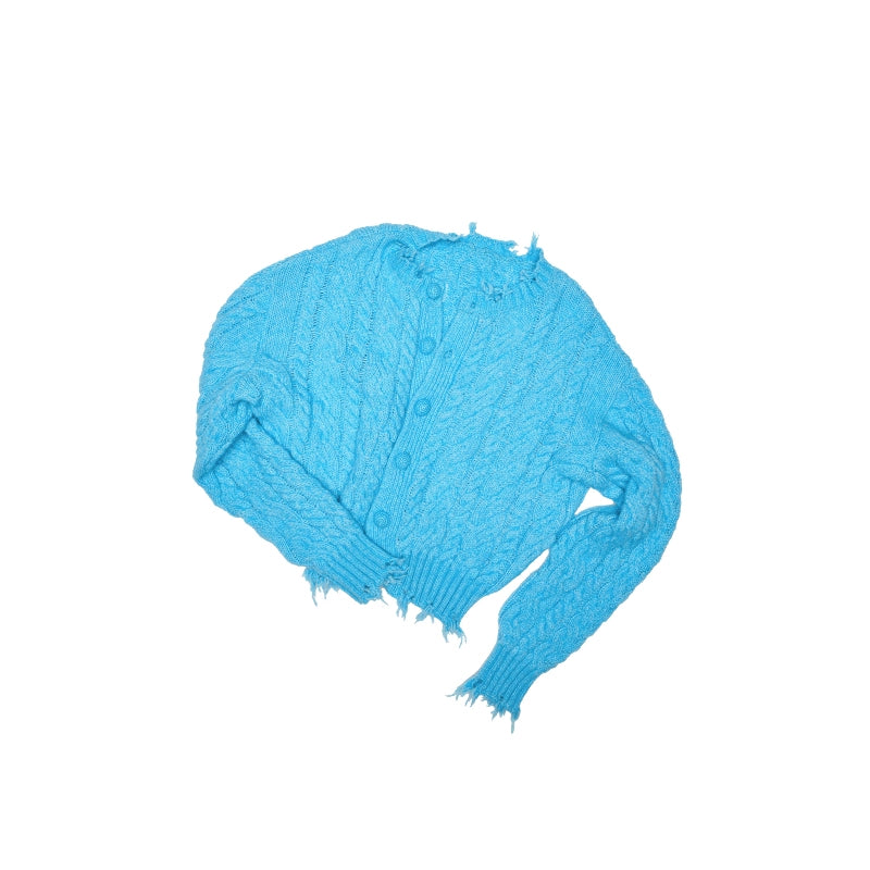 Velvet Cable Knit Set – Cardigan & Skirt with Slouchy Cutout