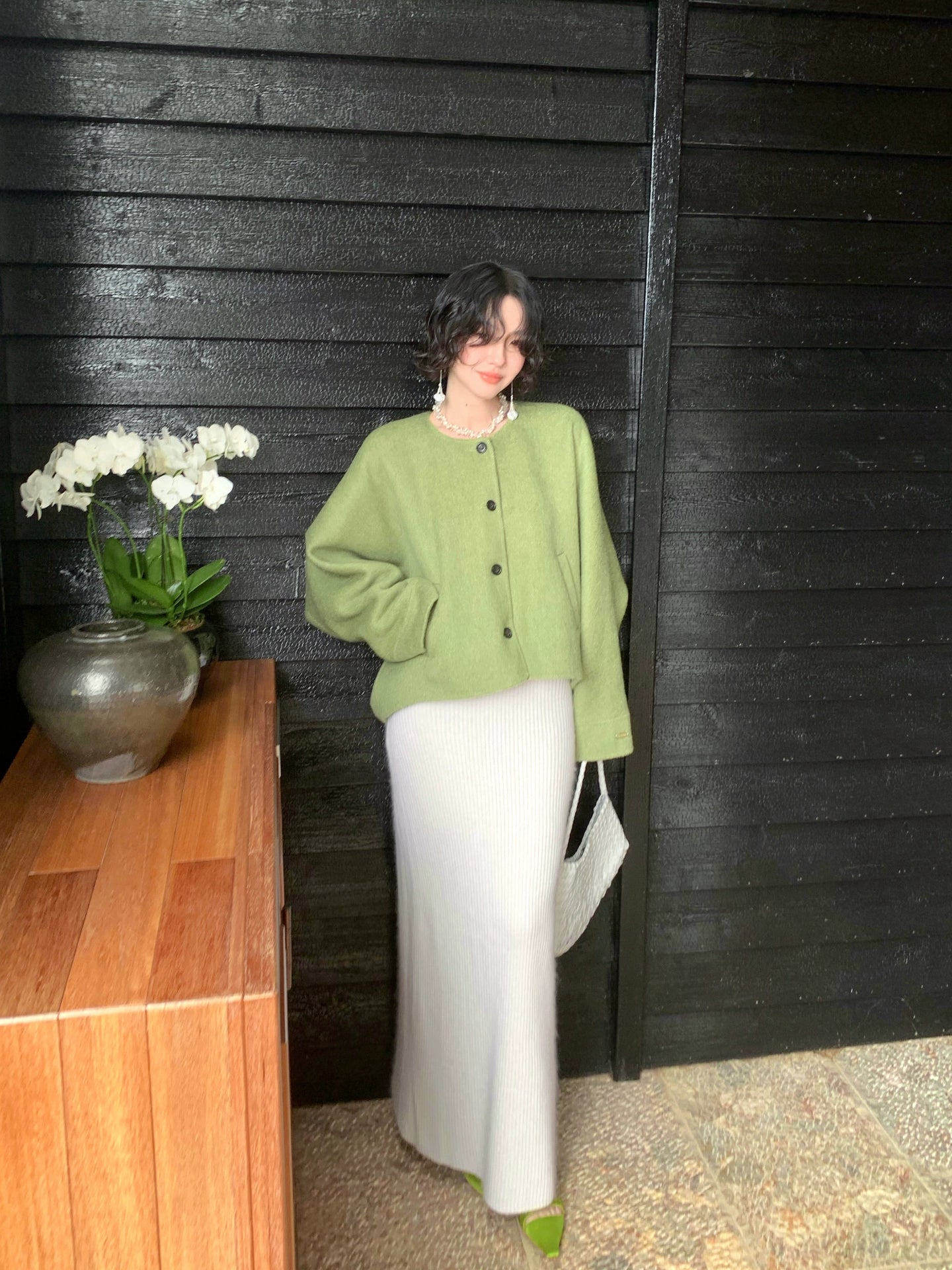 Raccoon Wool-Blend High-Waisted Knit Skirt – Hong Kong Retro Winter