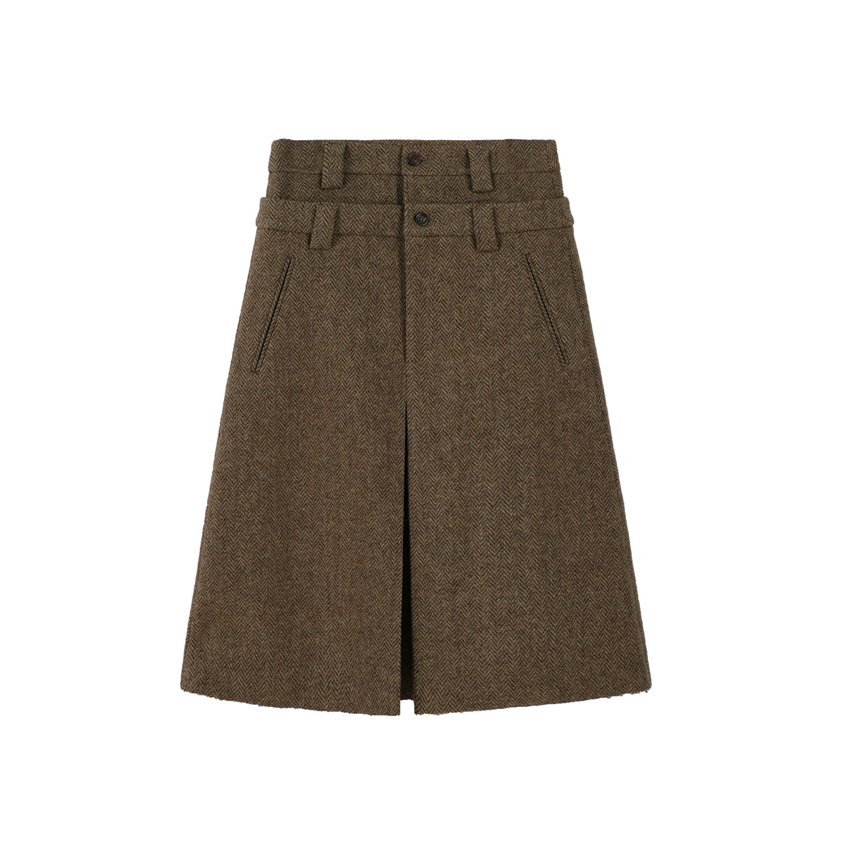 Coffee Color Double Waist Skirt