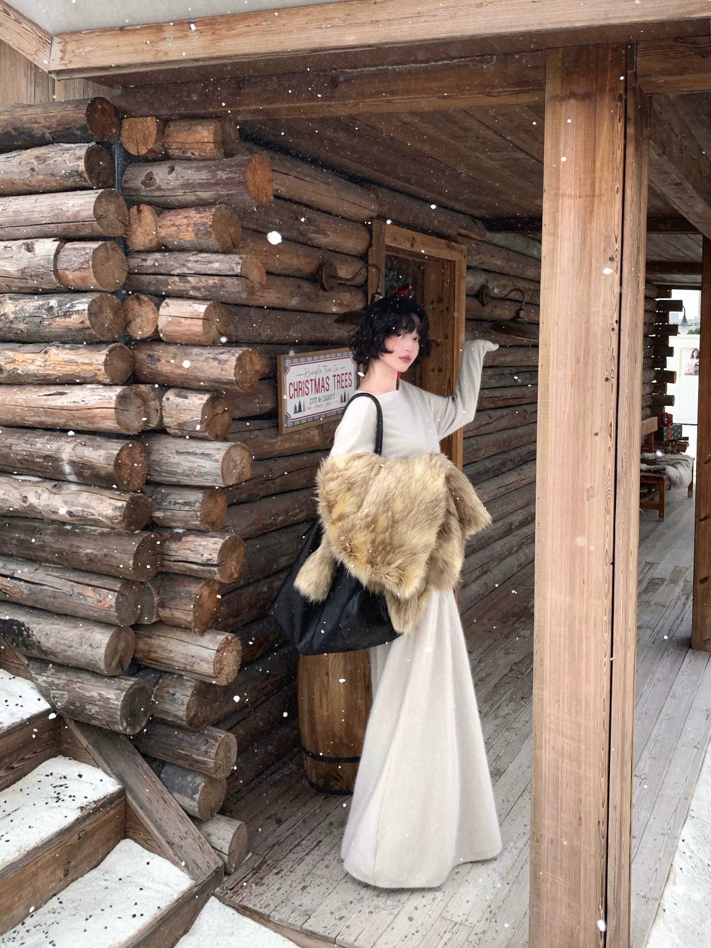 Wine afternoon Hong Kong style retro elegant vintage raccoon fleece wool blend slanted shoulder wool knit top