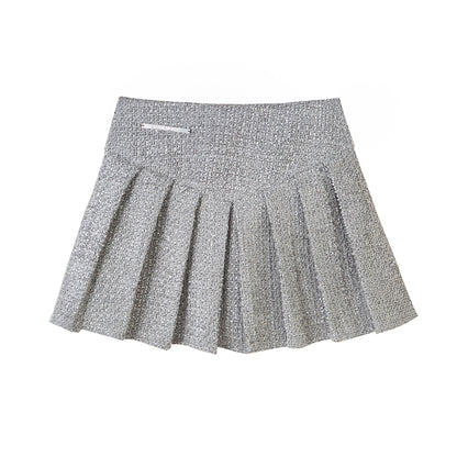 Chic Bow Cardigan & Pleated Skirt Set