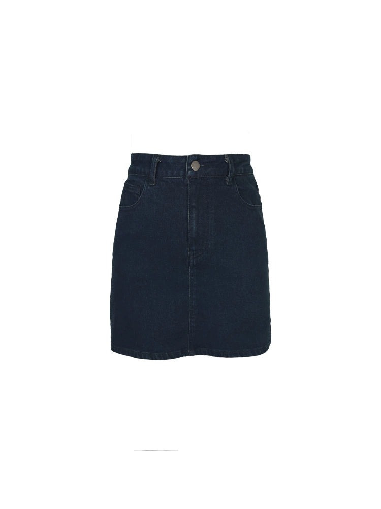 Cotton Denim A-Line Skirt