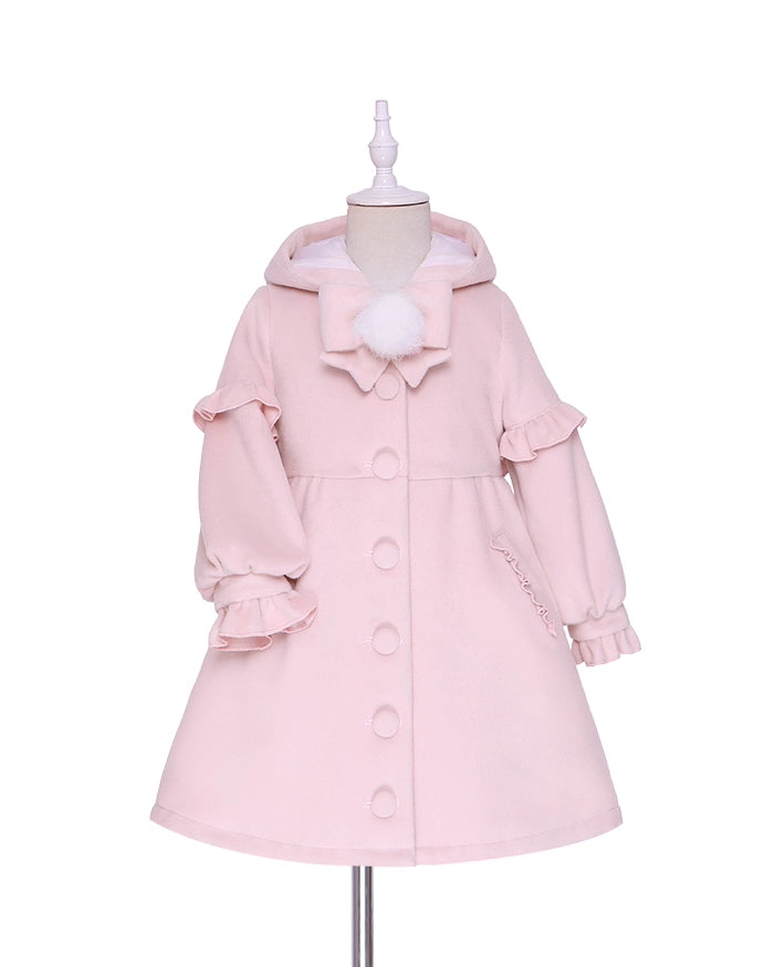 Children's 3D Rabbit Ear Tweed Coat