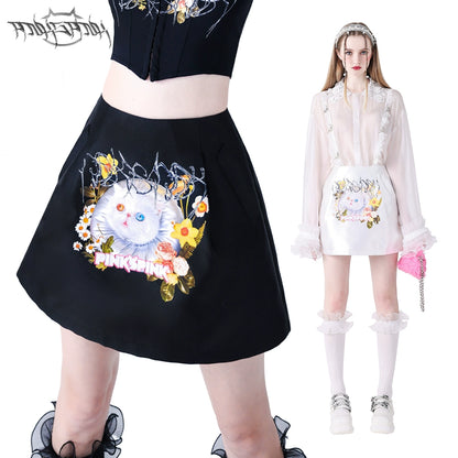 Cat Print Y2K Skirt